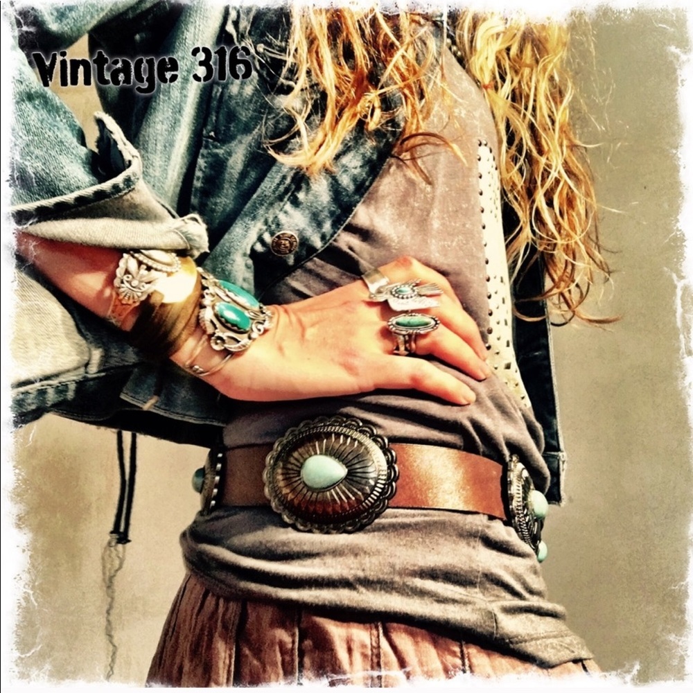 LAST ONE - Brown Leather Concho Belt
